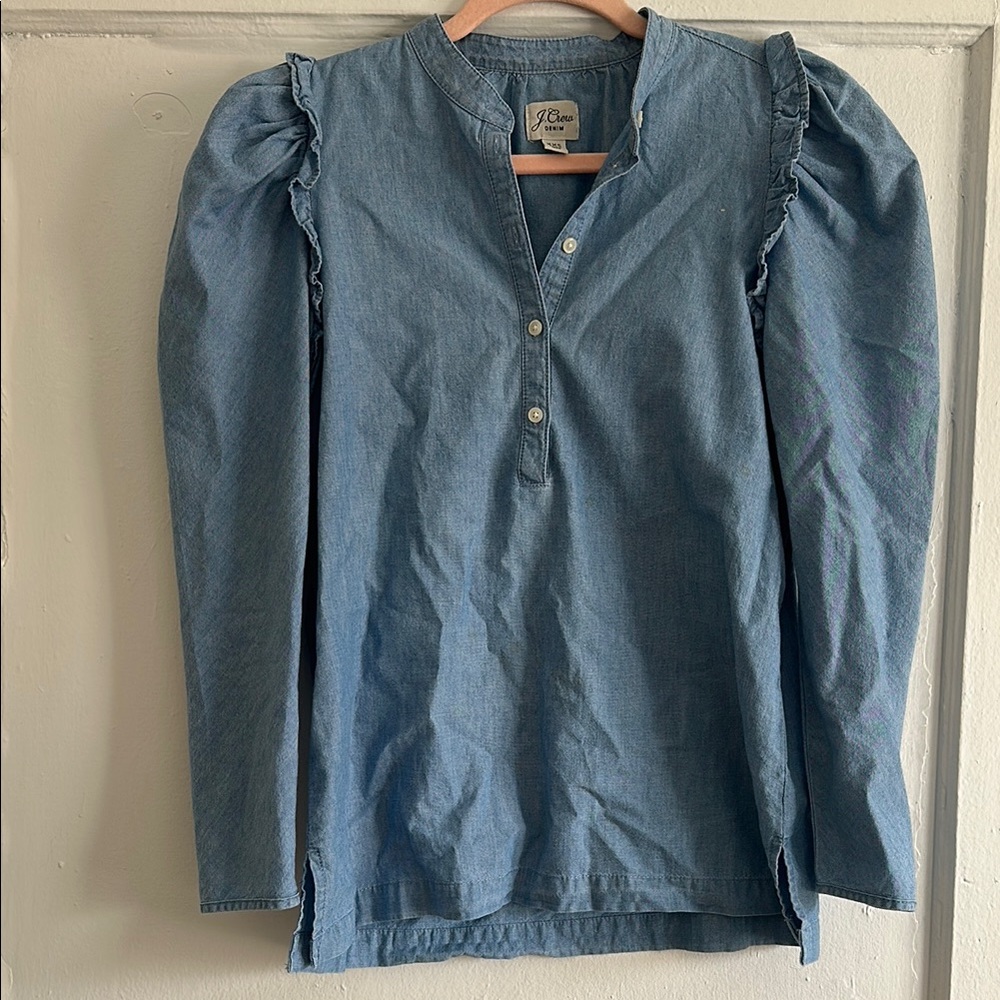 Blue Denim Long Sleeve Blouse